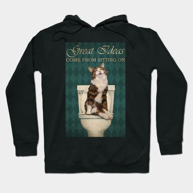 Cat Great Ideas Come From Sitting On Hoodie by Delmonico2022